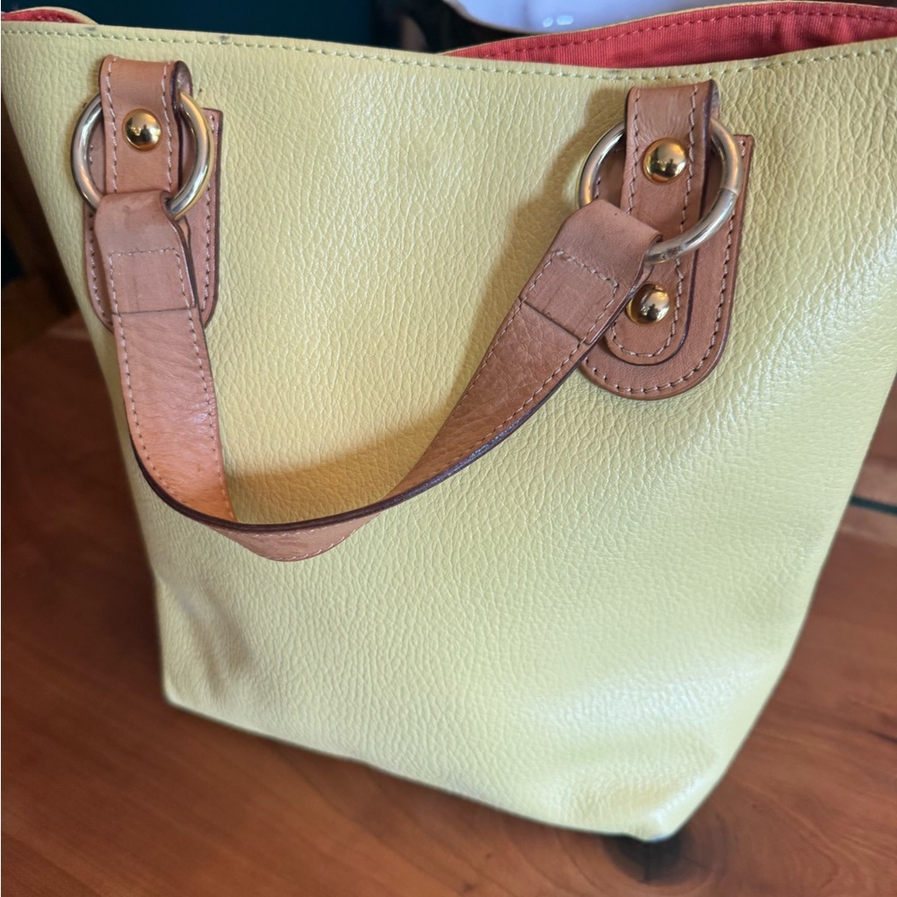 Yellow Leather Tote Bag